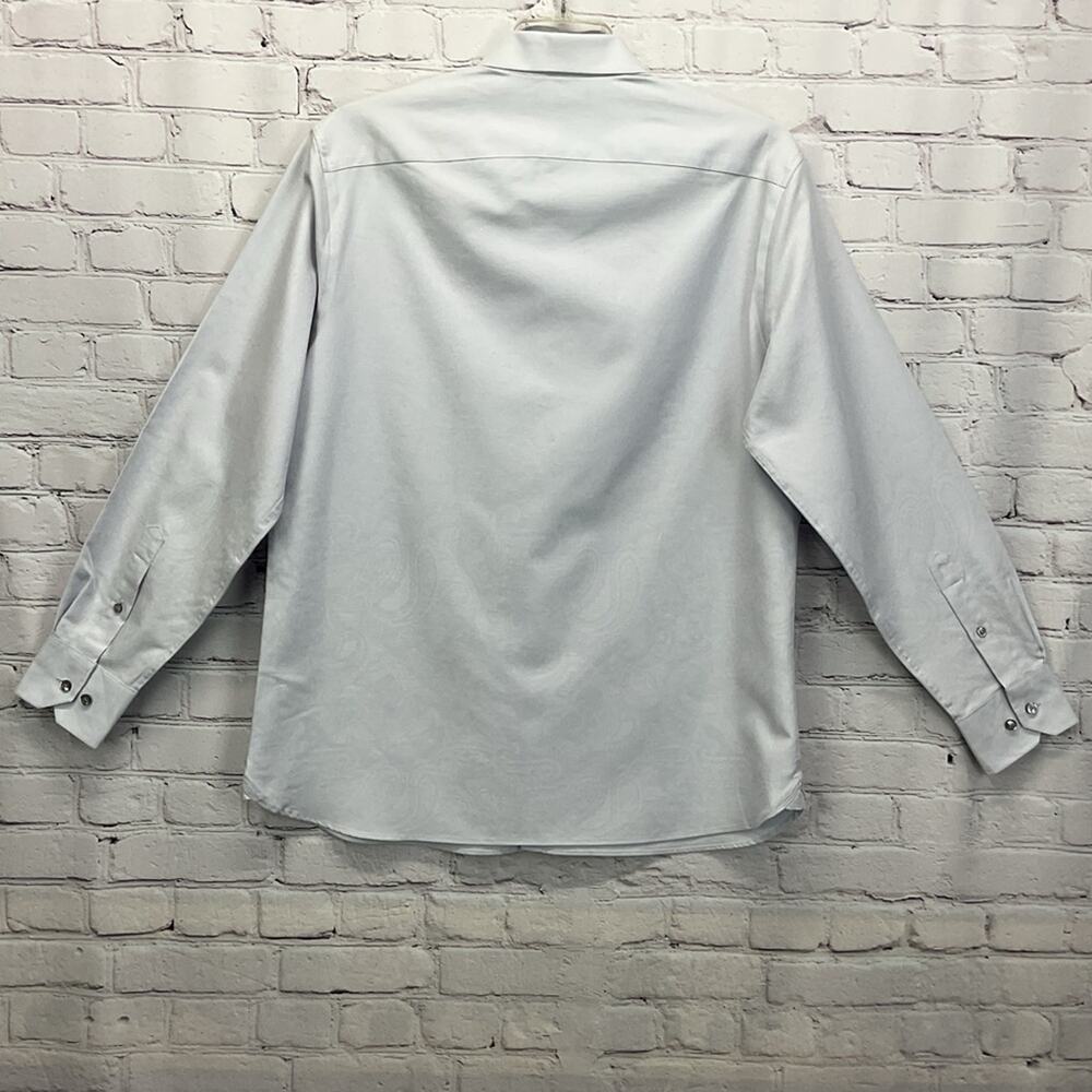 Murano Shirt Men's Size L Silver Paisley Liquid Luxury Button Down Business Soft - Picture 9 of 11